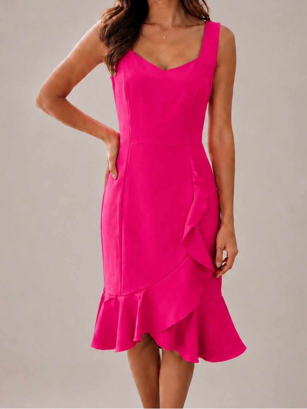 Laundry by Shelli Segal Fuchsia Pink Ruffle-Trim Sheath Dress - Women